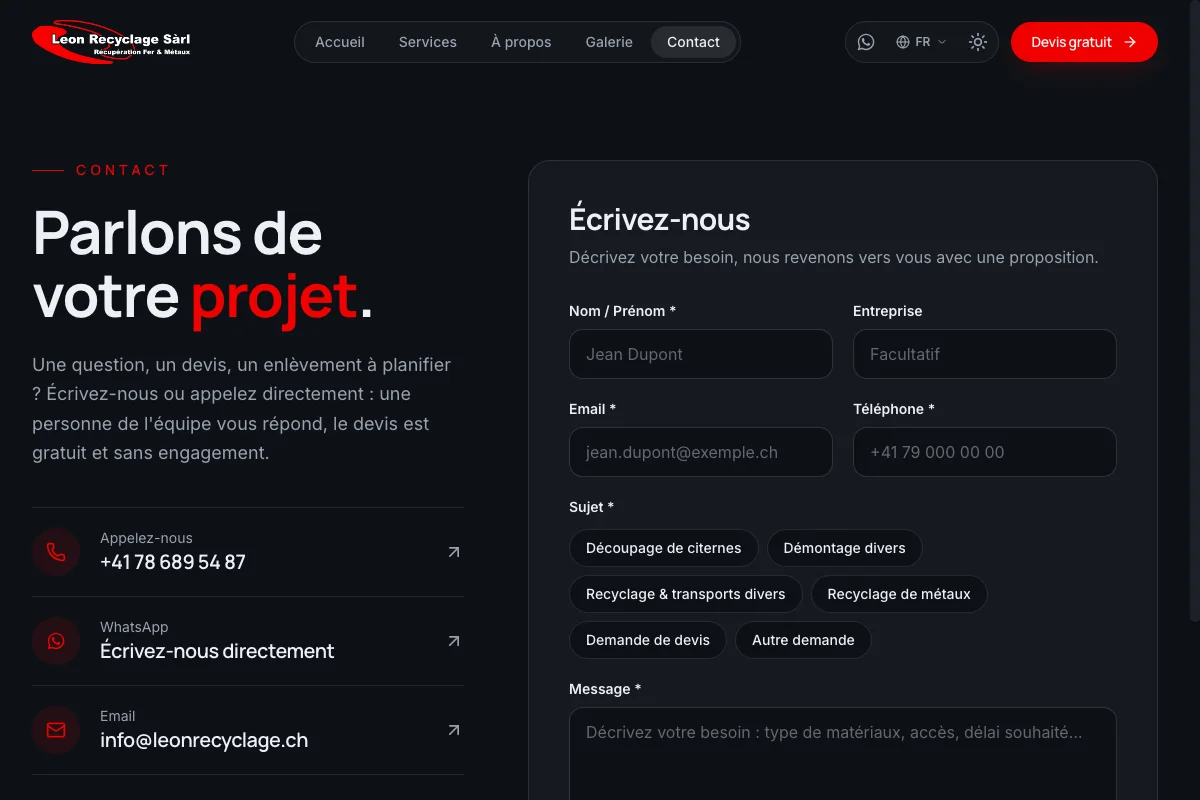 LEON Recyclage – Contact
